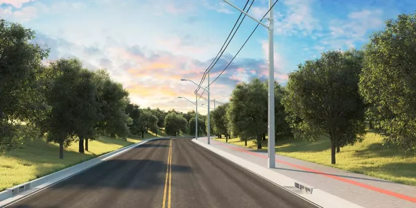 Avenida de acesso ao bairro planejado